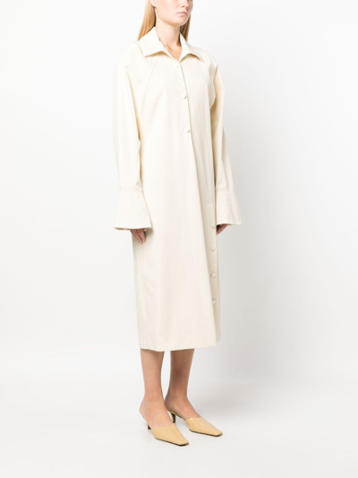 Bally Button-up Long-sleeves Dress In Neutrals