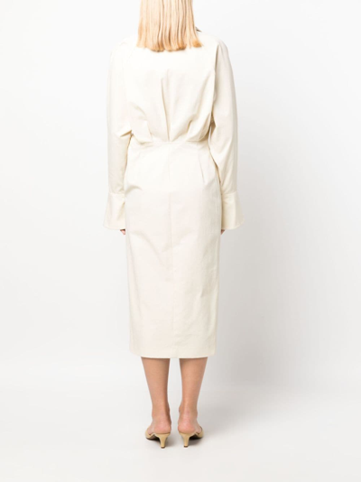 Bally Button-up Long-sleeves Dress In Neutrals