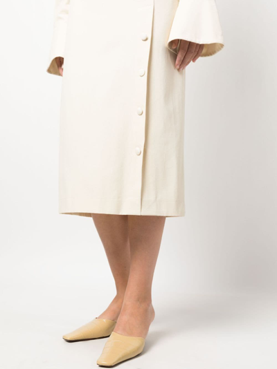 Bally Button-up Long-sleeves Dress In Neutrals