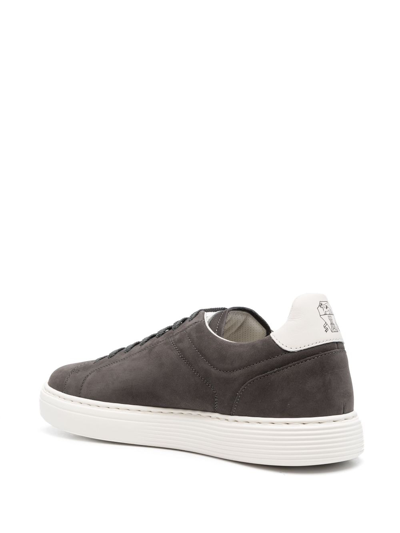 Brunello Cucinelli Nubuck-leather Low-top Sneakers In Grau