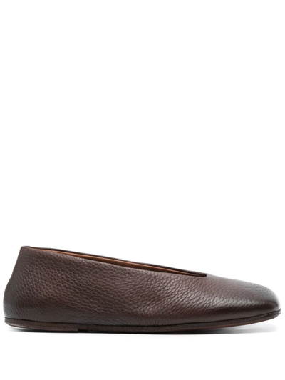 Shop Marsèll Spatolona Square-toe Ballerina Shoes In Brown