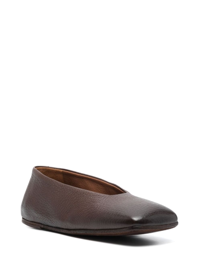 Shop Marsèll Spatolona Square-toe Ballerina Shoes In Brown