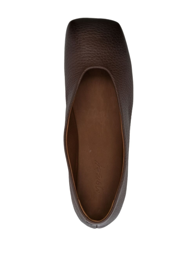 Shop Marsèll Spatolona Square-toe Ballerina Shoes In Brown