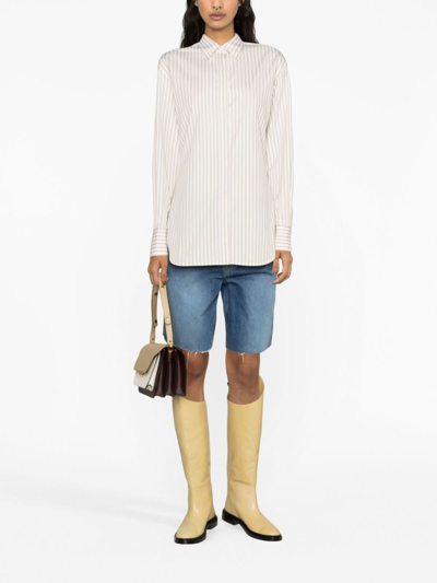 Shop Golden Goose Striped Long-sleeve Shirt In Nude