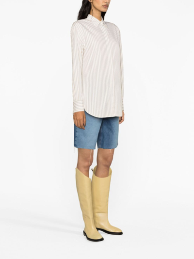 Shop Golden Goose Striped Long-sleeve Shirt In Nude