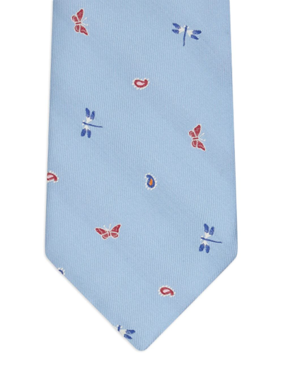 Shop Etro Logo-jacquard Silk Tie In Blau