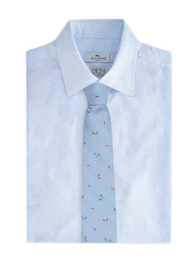 Shop Etro Logo-jacquard Silk Tie In Blau