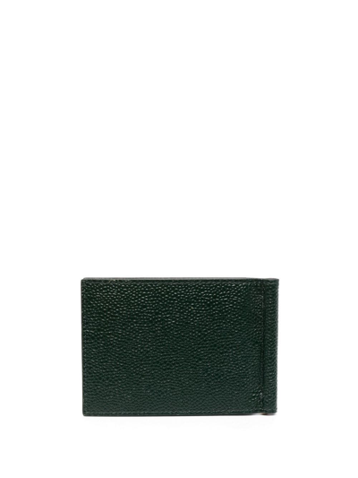 Shop Thom Browne 4-bar Stripe Leather Wallet In Green