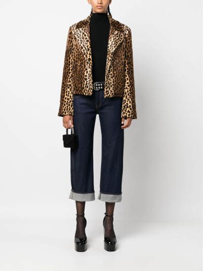 Shop Philosophy Di Lorenzo Serafini Leopard-print Faux-fur Jacket In Brown