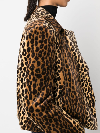 Shop Philosophy Di Lorenzo Serafini Leopard-print Faux-fur Jacket In Brown