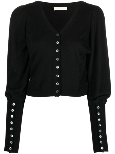 Shop Ulla Johnson Leslie Bishop-sleeve Cardigan In Black