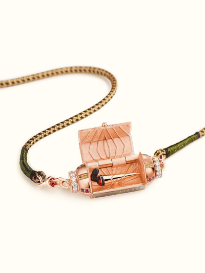 Shop Marie Lichtenberg 18kt Rose Gold Diamond And Sapphire Necklace In Rosa