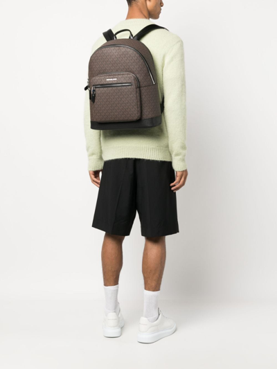Shop Michael Kors Hudson Logo Backpack In Brown