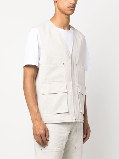 Helmut Lang Men's Cotton & Linen-blend Oversized Vest In Nude