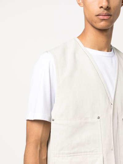 Helmut Lang Men's Cotton & Linen-blend Oversized Vest In Nude