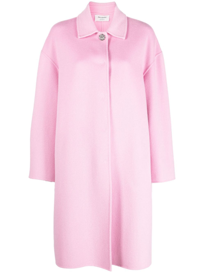 Shop Philosophy Di Lorenzo Serafini Rhinestone-button Single-breasted Coat In Pink