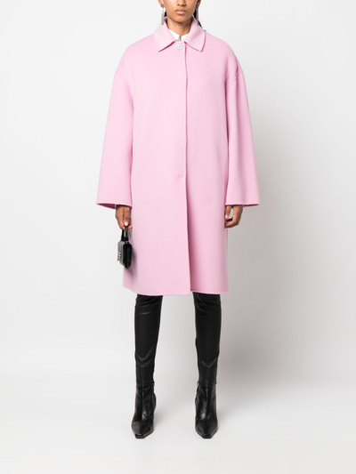 Shop Philosophy Di Lorenzo Serafini Rhinestone-button Single-breasted Coat In Pink