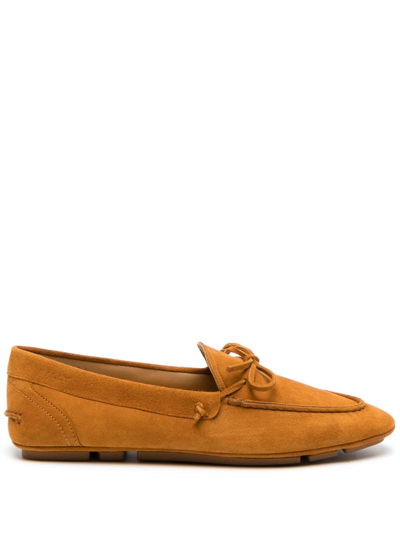 Shop Bally Almond-toe Leather Loafers In Orange