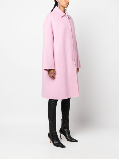 Shop Philosophy Di Lorenzo Serafini Rhinestone-button Single-breasted Coat In Pink