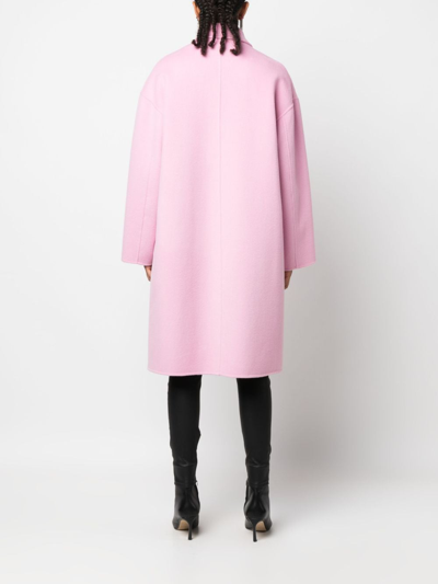 Shop Philosophy Di Lorenzo Serafini Rhinestone-button Single-breasted Coat In Pink