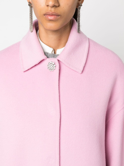 Shop Philosophy Di Lorenzo Serafini Rhinestone-button Single-breasted Coat In Pink