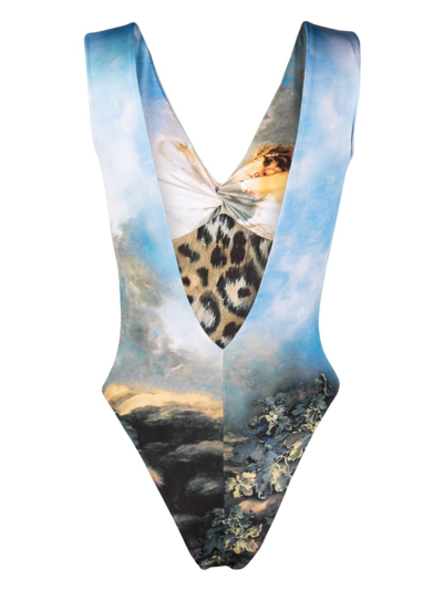 Roberto Cavalli Wild Leda Swimsuit In Nude