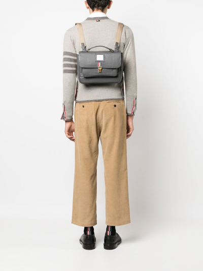 Shop Thom Browne 120's Twill School Bag Backpack In Grey
