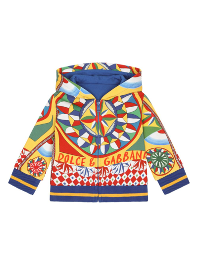 Shop Dolce & Gabbana Graphic-print Cotton Hoodie In Yellow