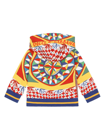 Shop Dolce & Gabbana Graphic-print Cotton Hoodie In Yellow