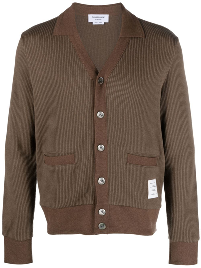 Shop Thom Browne Polo-neck Cardigan In Brown