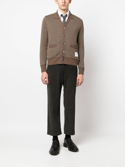 Shop Thom Browne Polo-neck Cardigan In Brown