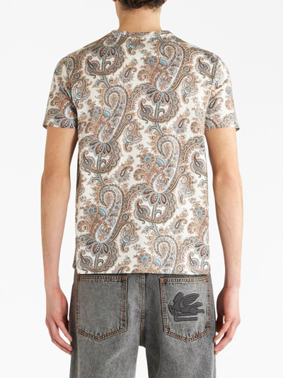 Shop Etro Paisley-print Cotton T-shirt In Nude
