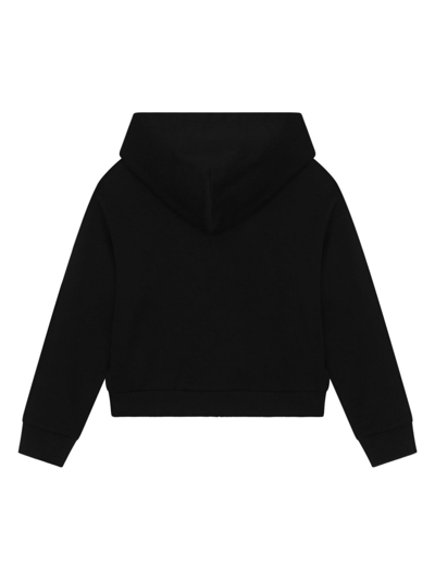 Shop Dolce & Gabbana Logo-print Cotton Zip-up Hoodie In Black