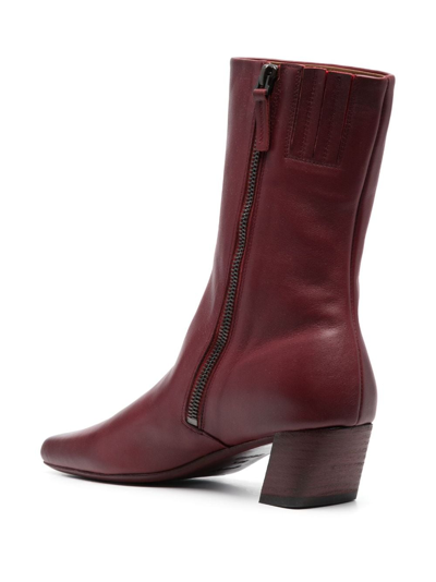 Shop Marsèll 45mm Square-toe Leather Boots In Red