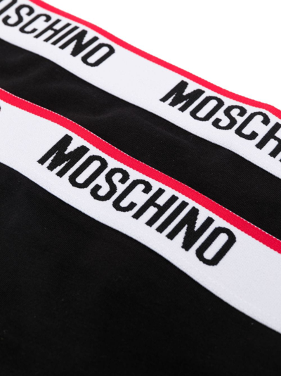 Shop Moschino Logo-waistband Jersey Thong In Black