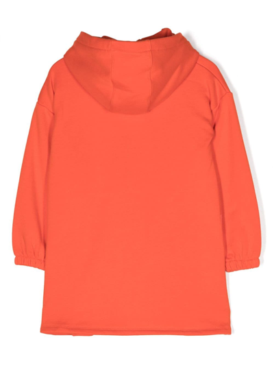 Shop Kenzo Logo-print Hooded Dress In Orange