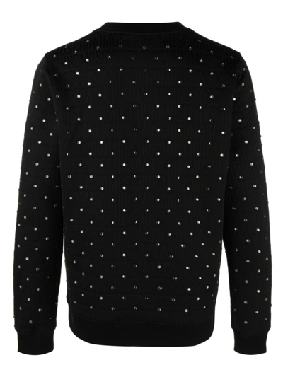 Shop Moschino Crystal-embellished Crewneck Sweatshirt In Black