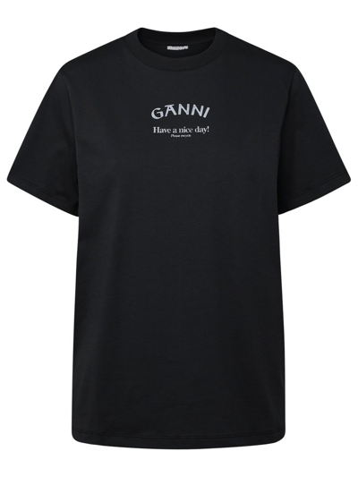 Shop Ganni Logo Printed Crewneck T In Grey