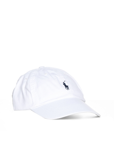 Shop Polo Ralph Lauren Hat In White/ Newport Navy