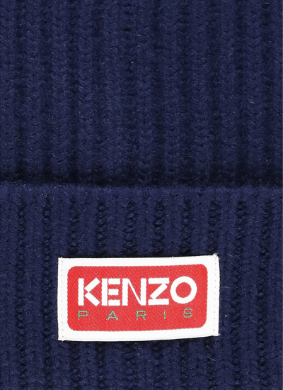 Shop Kenzo Wool Beanie In Blue