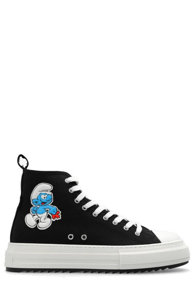 Shop Dsquared2 X Smurfs Patch Detailed Sneakers In Black