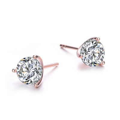 Shop Rachel Glauber Stud Earrings With Colored Cubic Zirconia In Pink