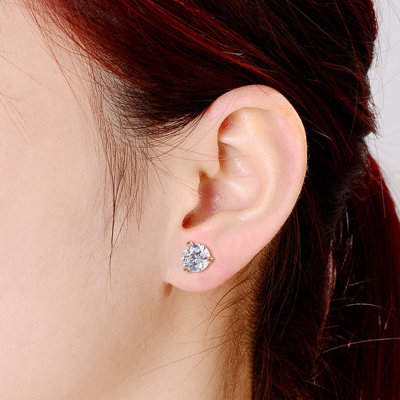 Shop Rachel Glauber Stud Earrings With Colored Cubic Zirconia In Pink