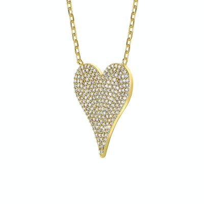 Shop Rachel Glauber 14k Gold Plated With Pave Diamond Cubic Zirconia Heart Layering Necklace