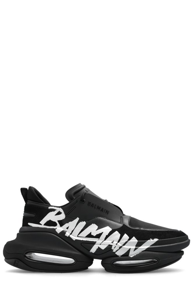 Shop Balmain B Bold Logo Printed Sneakers In Black