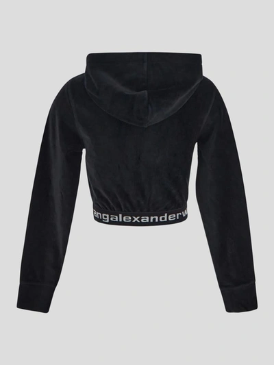 Shop Alexander Wang T By  Cropped Hoodie In Black