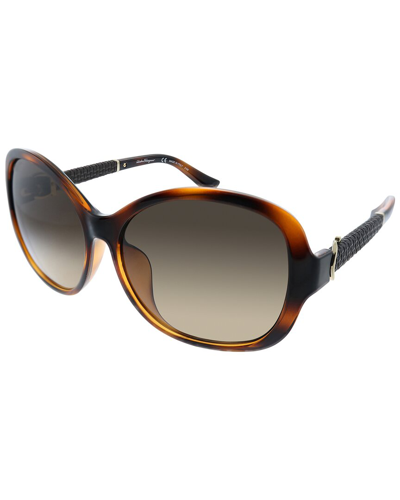 Ferragamo Salvatore   Sf 744sla 214 59mm Womens Butterfly Sunglasses In Brown