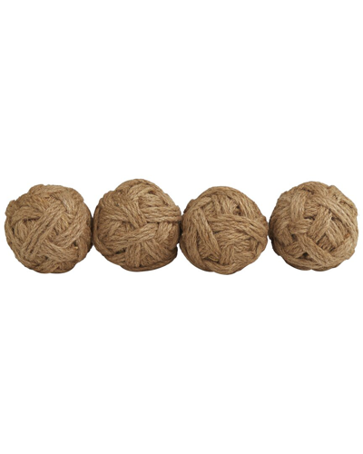 Peyton Lane Set Of 4 Jute Handmade Orbs/vase Fillers In Brown
