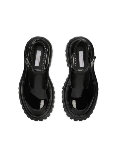 Shop Dolce & Gabbana Buckled Patent-finish Leather Loafers In Black