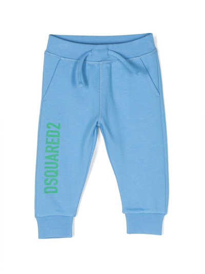 Shop Dsquared2 Logo-print Cotton Track Trousers In Blue